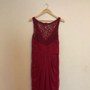 Sleeveless Long Mesh Dress with Corded Lace